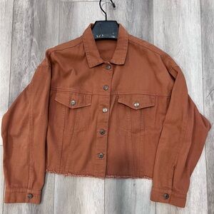 Nectar Clothing Tan Cropped Denim Jacket